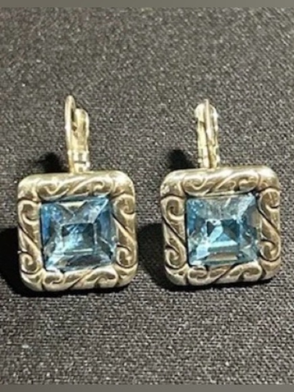 💎BRIGHTON VINTAGE ‘Regina’ Blue/Silver Swarovski Crystal Earrings RARE/RETIRED 💎